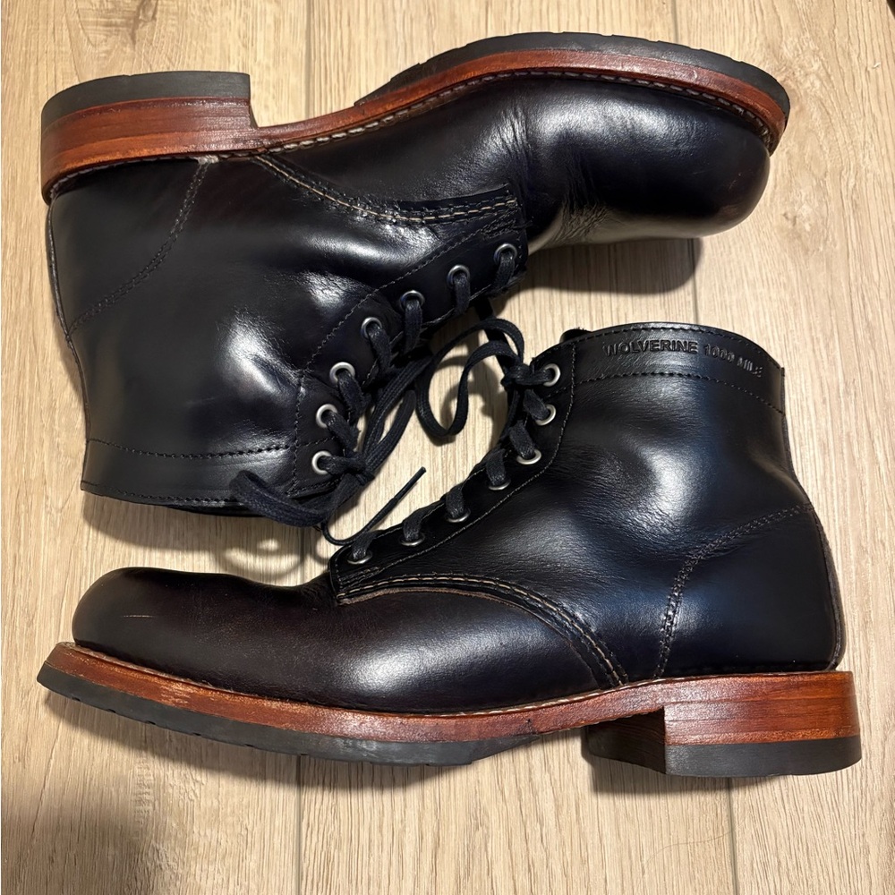 Wolverine 1000 Mile Men's Black Leather Boots size 9